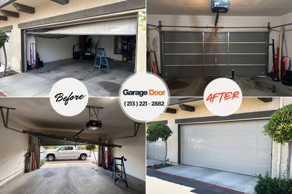 Before and after: garage door repair Bernie, MO
